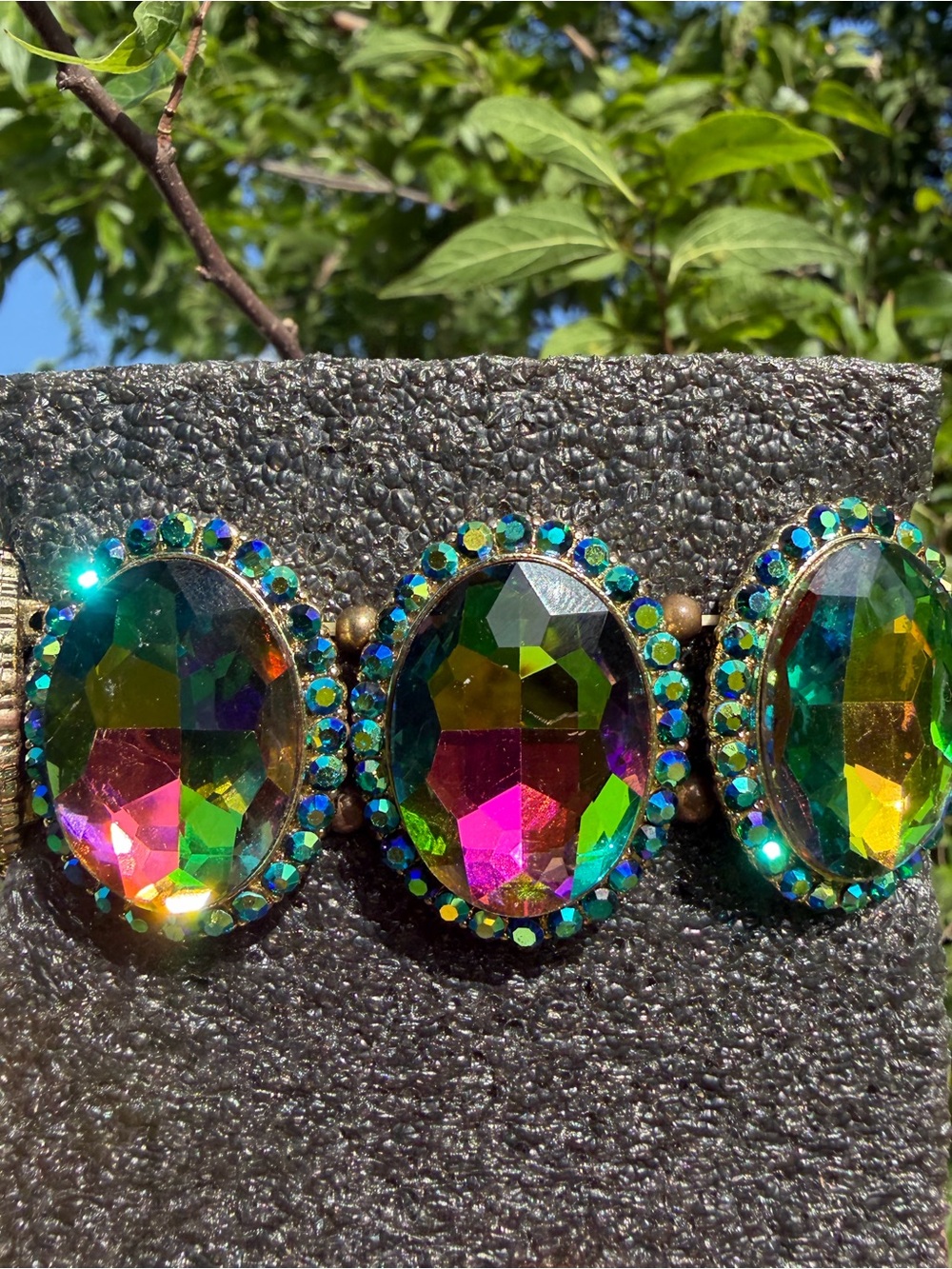 Multicolor Rhinestone Crystal Statement Stretch Bracelet - Women Jewelry